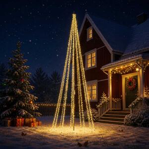 LED Karácsonyi Fenyő 385 cm 2460 LED Meleg fehér Acél Fekete
