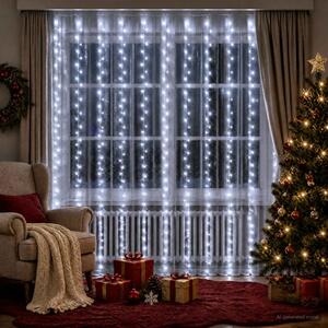 Fényfüggöny 300 LED Hideg fehér 300 x 300 cm
