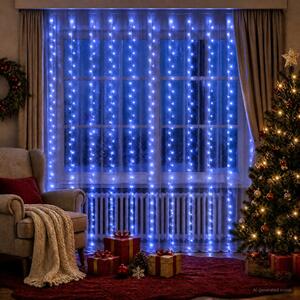 Fényfüggöny 300 LED Kék 300 x 300 cm