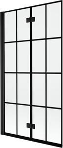 Mexen Mist 2-szárnyú bal oldali fürdőképernyő 100 x 150 cm, fekete rács, fekete - 8A9-100-002-70-77-L