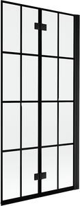 Mexen Mist kádparaván 2-szárnyú jobb, 90 x 150 cm, fekete rács, fekete - 8A9-090-002-70-77-P