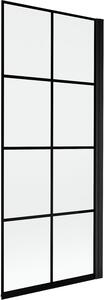 Mexen Mist 1-szárnyú jobb oldali fürdőkád paraván 80 x 150 cm, fekete rács, fekete - 8A9-080-001-70-77-P