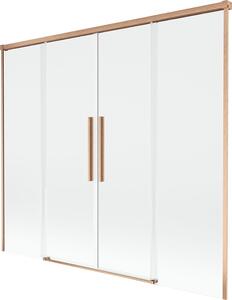 Mexen Rox 2-szárnyú, 170 x 150 cm-es átlátszó, kefeöltözetű rézből készült fürdőkád paraván - 8C9-170-002-65-00