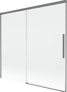 Mexen Rox 2-szárnyas, széthúzható kádparaván 170 x 150 cm, átlátszó, gun metal - 8C9-170-001-95-00