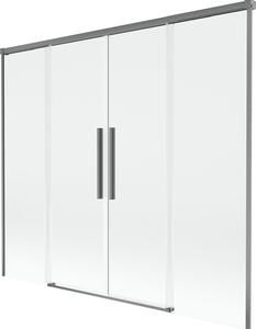 Mexen Rox 2-szárnyú kádparaván, toló, 180 x 150 cm, átlátszó, gun metal - 8C9-180-002-95-00