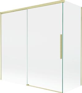 Mexen Rox kádparaván 2-szárnyas tolóajtós 160 + 70 x 150 cm, átlátszó, arany szálcsiszolt - 8C9-160-070-55-00