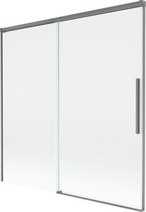 Mexen Rox 2-szárnyú tolható fürdőkád paraván 160 x 150 cm, átlátszó, gun metal - 8C9-160-001-95-00