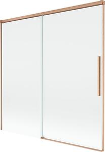 Mexen Rox 2-szárnyú, tolható, fürdőkádi paraván 160 x 150 cm, átlátszó, kefe hatású réz - 8C9-160-001-65-00