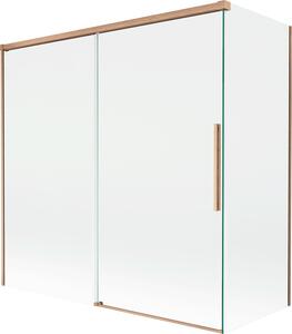 Mexen Rox kétszárnyú tolható fürdőszobai paraván 160 + 70 x 150 cm, átlátszó, kefélt réz - 8C9-160-070-65-00