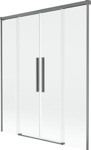 Mexen Rox 150 x 150 cm-es, 2-szárnyú, átlátszó, gun metal színű toló fürdőkád paraván - 8C9-150-002-95-00