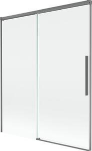 Mexen Rox kétszárnyú, toló, 140 x 150 cm-es fürdőkádparaván, átlátszó, gun metal - 8C9-140-001-95-00