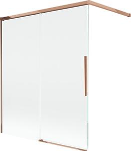 Mexen Rox kétszárnyú toló fürdőszobai paraván 140 x 150 cm, átlátszó, rózsaszín arany - 8C9-140-003-60-00