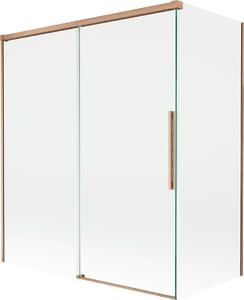 Mexen Rox 2-szárnyú, tolható fürdőszobai paraván 140 + 70 x 150 cm, átlátszó, kefe hatású réz - 8C9-140-070-65-00