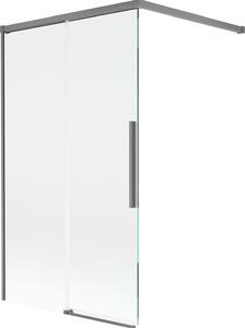 Mexen Rox dupla szárnyú, elhúzható kádparaván 100 x 150 cm, átlátszó, gun metal - 8C9-100-003-95-00