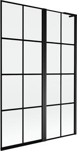Mexen Mist L kádparaván 2 szárnyú jobbos 120 x 150 cm, fekete rács, fekete - 8A9L-120-011-70-77-P