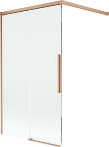 Mexen Rox 2-szárnyas, elhúzható fürdőszobai paraván 100 x 150 cm, átlátszó, kefe hatású réz - 8C9-100-003-65-00