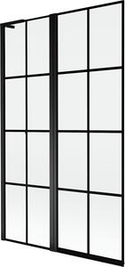 Mexen Mist L kádparaván 2-szárnyú bal 110 x 150 cm, fekete rács, fekete - 8A9L-110-011-70-77-L