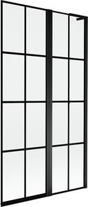 Mexen Mist L kád paraván, 2 szárnyú, jobbos, 100 x 150 cm, fekete rácsos, fekete - 8A9L-100-011-70-77-P