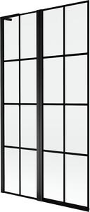 Mexen Mist L kádparaván 2-szárnyú bal 100 x 150 cm, fekete rács, fekete - 8A9L-100-011-70-77-L