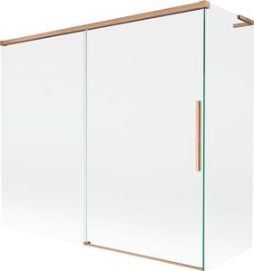 Mexen Rox L kétpaneles tolóajtós fürdőszobai paraván, 180 + 80 x 150 cm, átlátszó, kefeolt réz - 8C9L-180-080-65-00