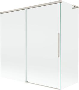 Mexen Rox L kádparaván, 2 szárnyú, tolóajtós, 160 + 70 x 150 cm, átlátszó, szálcsiszolt nikkel - 8C9L-160-070-97-00
