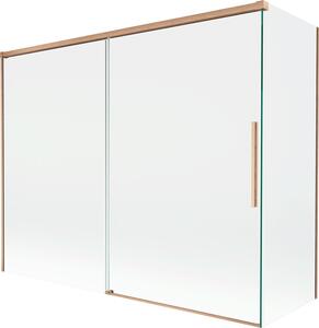 Mexen Rox fürdőkád paraván, 2-szárnyú toló, 190 + 80 x 150 cm, átlátszó, csiszolt réz - 8C9-190-080-65-00