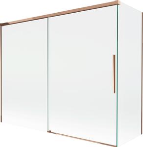 Mexen Rox fürdőkád paraván, 2 szárnyú, tolóajtós, 190 + 80 x 150 cm, átlátszó, rózsaarany - 8C9-190-080-60-00