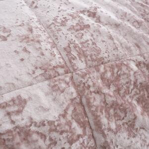 Rózsaszín bársony steppelt ágytakaró franciaágyra 220x220 cm Crushed – Catherine Lansfield