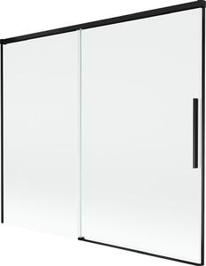 Mexen Rox 2-szárnyas, eltolható, 180 x 150 cm-es fürdőkádparaván, átlátszó, fekete - 8C9-180-001-70-00