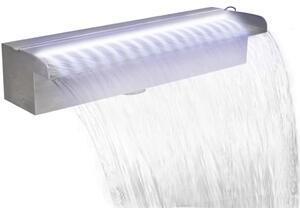 VidaXL Négyszögletes rozsdamentes acél medence szökőkút LED fényekkel 45 cm