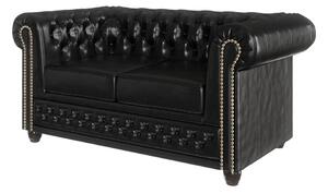 Fekete bőrutánzat kanapé 148 cm York – Ropez