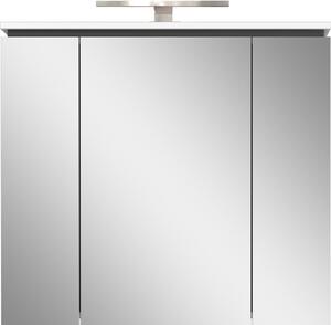 Fehér tükrös fürdőszoba szekrény világítással 76x74 cm Modesto – Germania