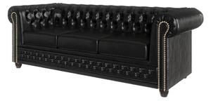 Fekete bőrutánzat kanapé 203 cm York – Ropez