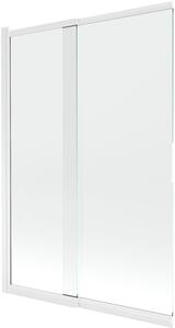 Mexen Fox 2 szárnyú tolózuhany fal, 120 x 150 cm, átlátszó, fehér - 891-120-002-20-00