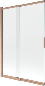 Mexen Fox kétszárnyú, toló zuhanyfal 120 x 150 cm, átlátszó, kefélt réz - 891-120-002-65-00