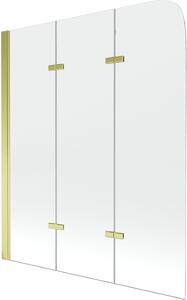 Mexen Felix 3-szárnyú kádparaván 120 x 140 cm, átlátszó, arany - 890-120-003-50-00
