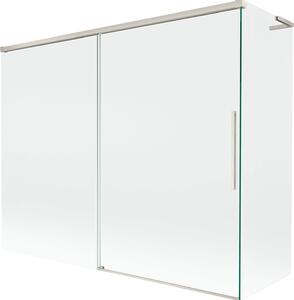 Mexen Rox L fürdőkád paraván 2-szárnyú, toló, 190 + 80 x 150 cm, átlátszó, kefezett nikkel - 8C9L-190-080-97-00