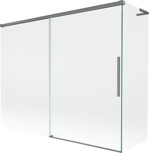Mexen Rox L kádparaván 2-szárnyú toló 190 + 80 x 150 cm, átlátszó, gun metal - 8C9L-190-080-95-00