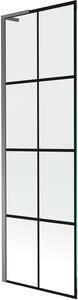 Mexen Next L egyajtós kádparaván 60 x 150 cm, fekete rács, gun metal - 895-060-000-03-77-95