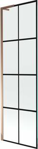 Mexen Next L fürdőkád paraván 1-szárnyú 60 x 150 cm, fekete rács, rózsaarany - 895-060-000-03-77-60