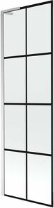 Mexen Next L fürdőkád paraván 1-szárnyú 60 x 150 cm, fekete rácsos, krómozott - 895-060-000-03-77-01