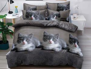 3D mikroplüss ágyneműhuzat KITTEN CUDDLE szürke Ágyneműhuzat mérete: 70 x 80 cm | 140 x 200 cm