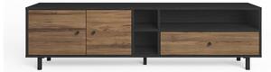 Fekete-natúr színű TV-állvány diófa dekorral 180x47 cm Roald – Marckeric