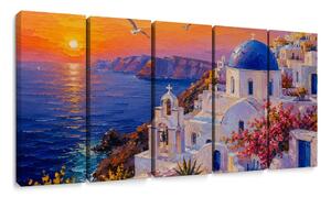 5 részes kép santorini partvidéke naplementében