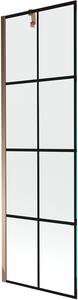 Mexen Next 1-részes kádparaván 60 x 150 cm, fekete rács, rózsaarany - 895-060-000-00-77-60