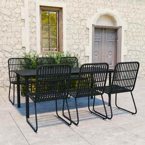 7 részes polyrattan és üveg kültéri étkezőgarnitúra