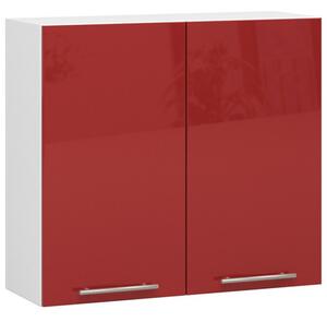 Konyhaszekrény OLIVIA W80 H720 - fehér/piros fényű