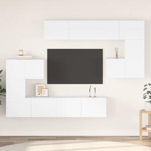 8 részes fehér szerelt fa TV-szekrényszett