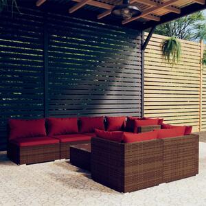 8 részes barna polyrattan kerti ülőgarnitúra párnákkal