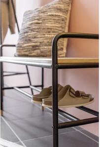 Fekete-natúr színű fém ülőkés cipőtartó Loft – Wenko